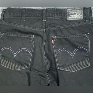 LEVI’S 34x34 NWOT Loose Straight 569 Black Label Purple Stitch Men’s Black Jeans